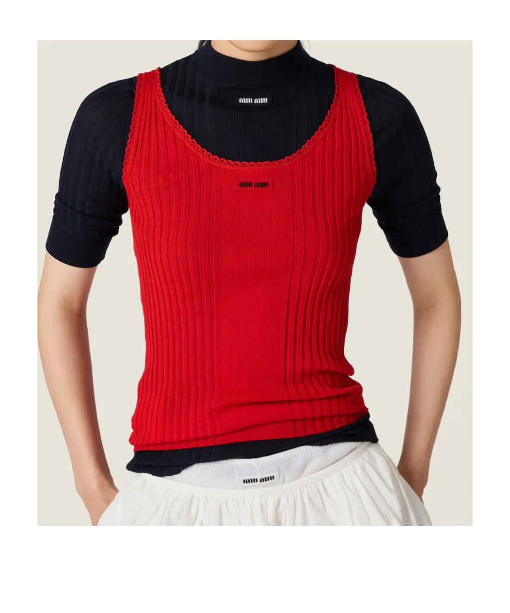 Ribbed Knit Wool Tank Top