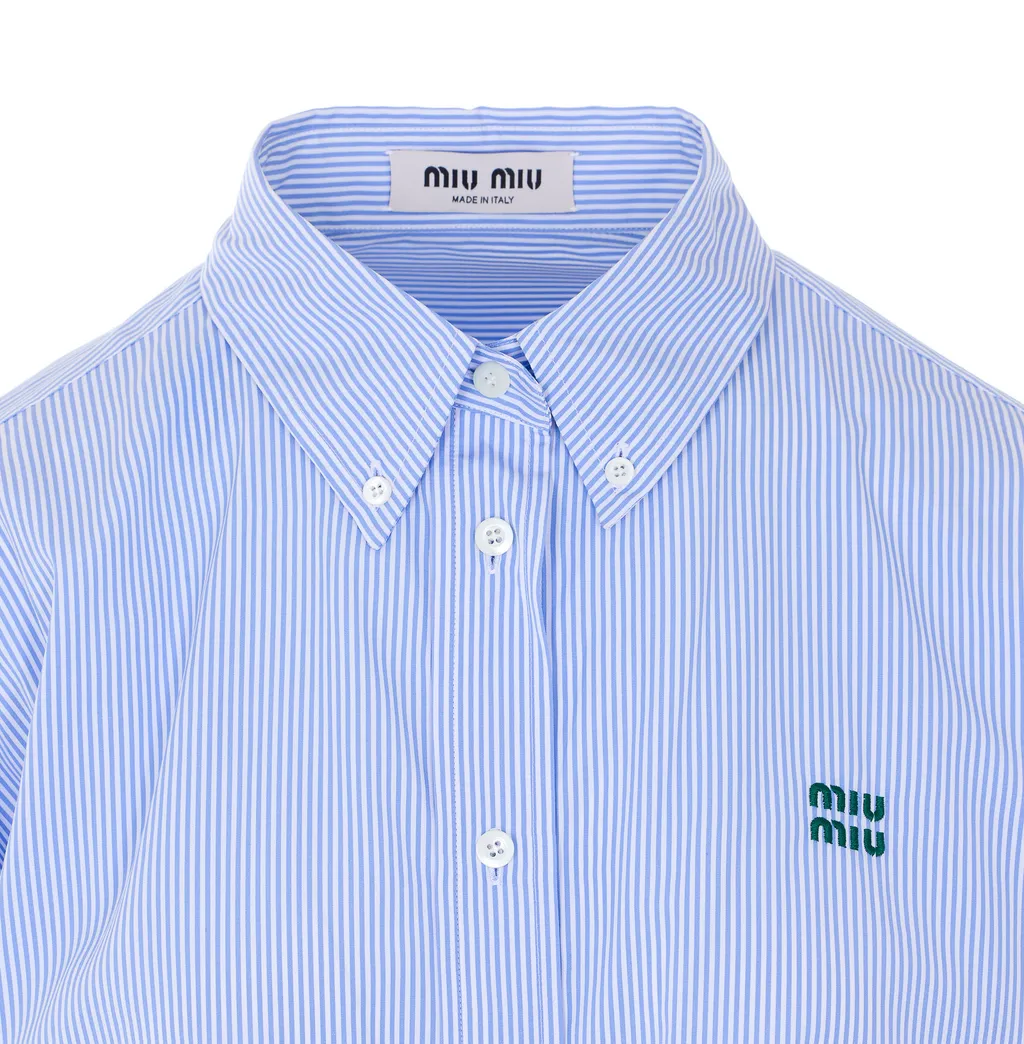 Miu Miu Logo-Embroidered Striped Shirt