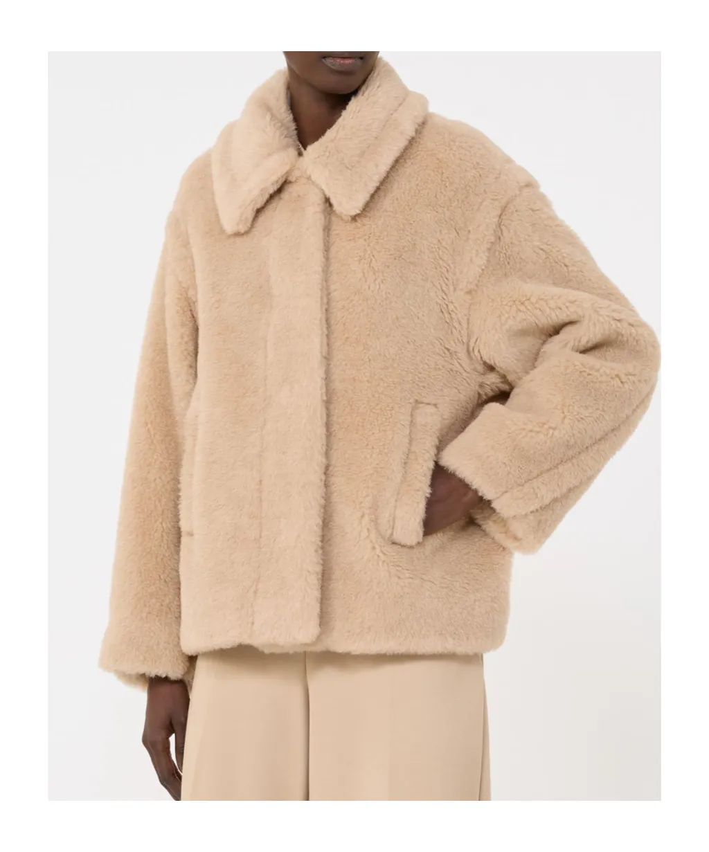 Cropped Teddy Coat In Alpaca And Wool - Albino