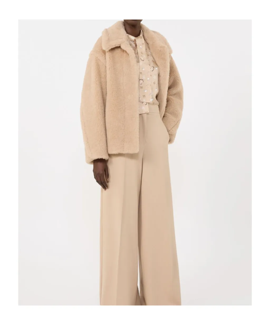 Cropped Teddy Coat In Alpaca And Wool - Albino
