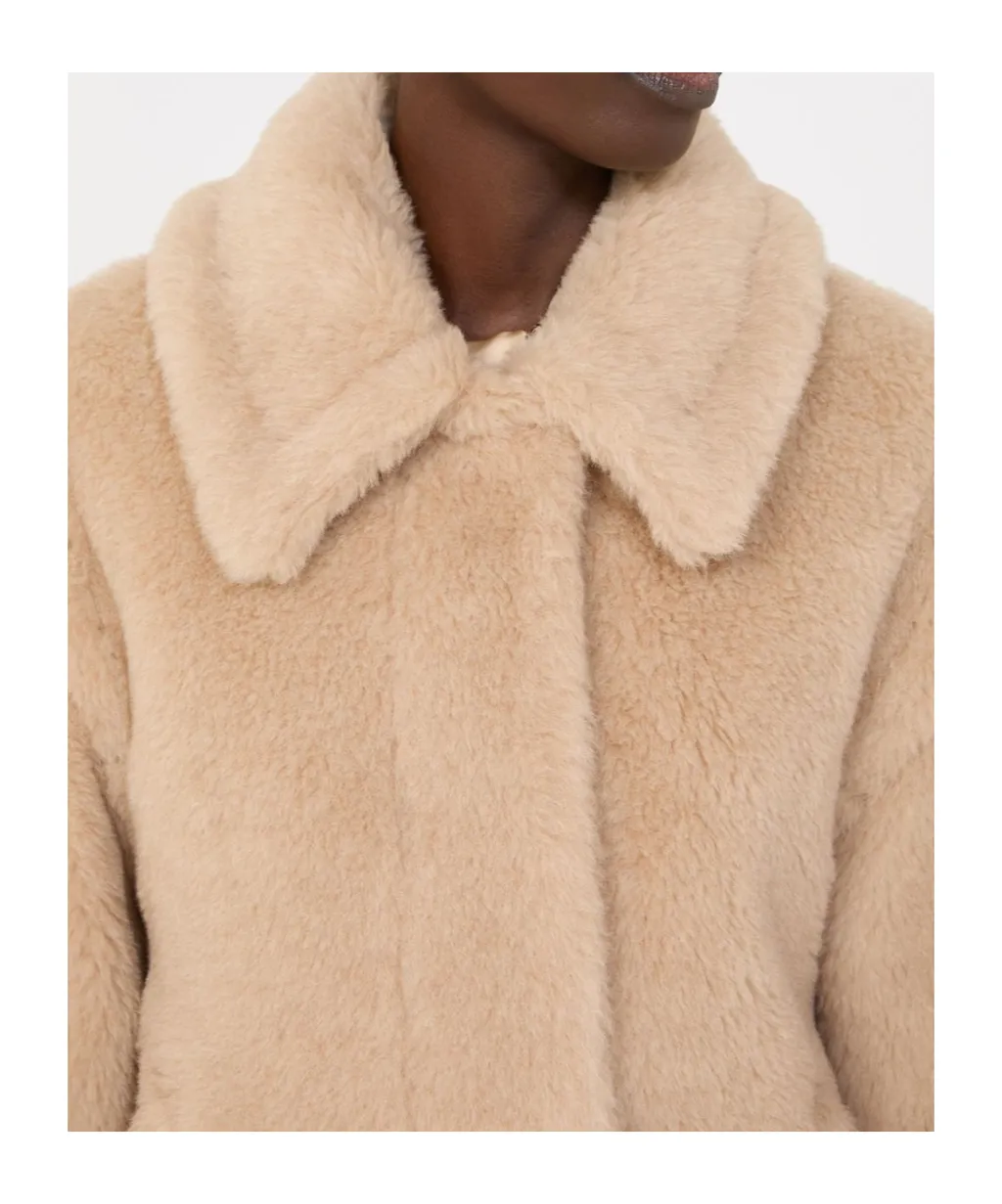 Cropped Teddy Coat In Alpaca And Wool - Albino