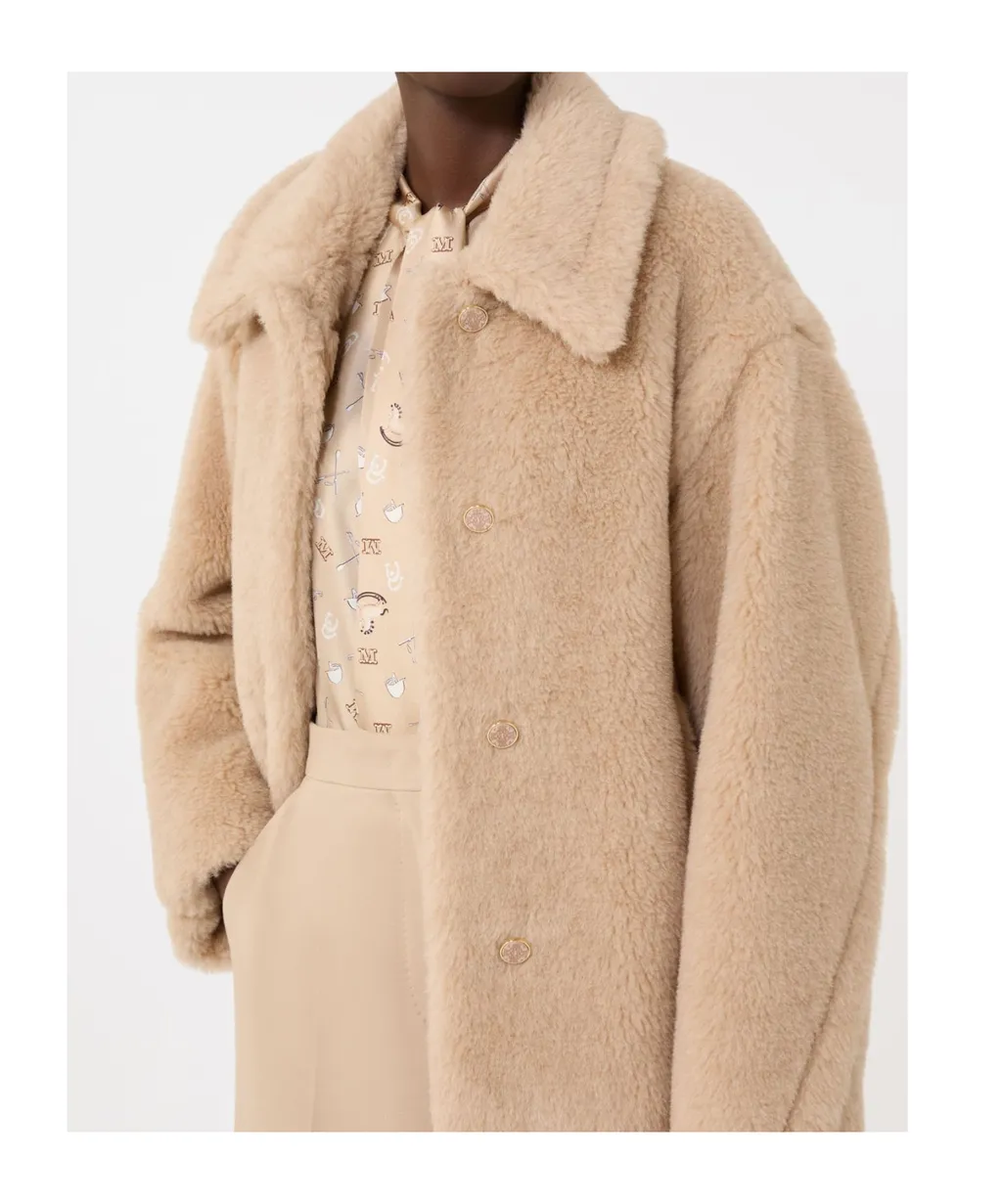 Cropped Teddy Coat In Alpaca And Wool - Albino