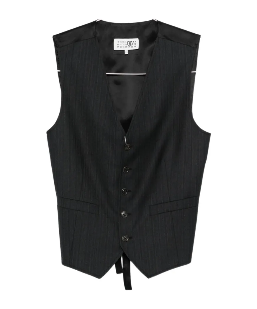 Pinstriped Button Vest