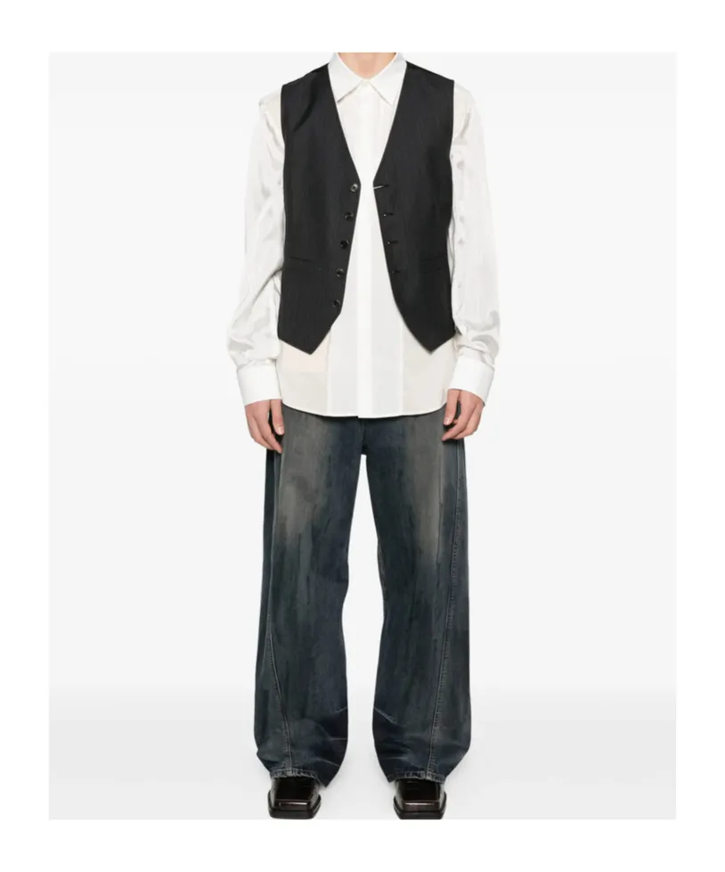 Pinstriped Button Vest