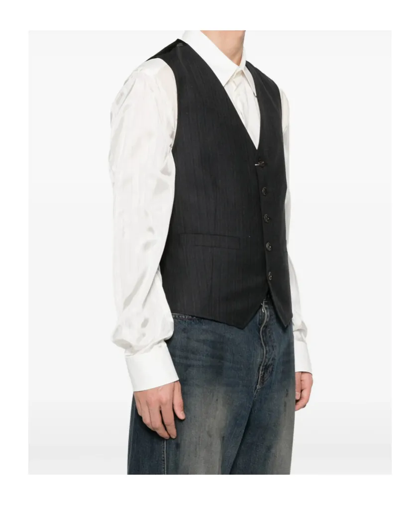 Pinstriped Button Vest