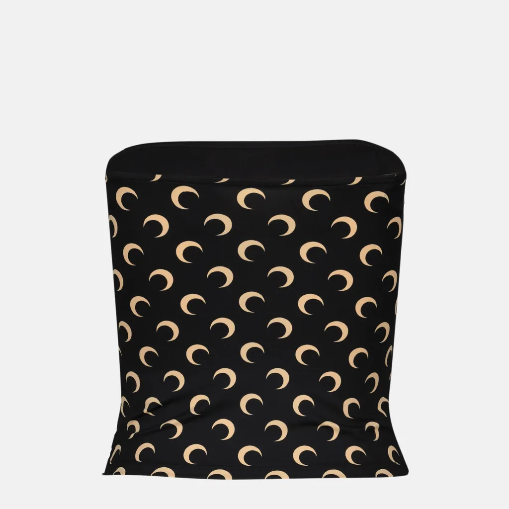 Marine Serre Crescent Moon Printed Strapless Top