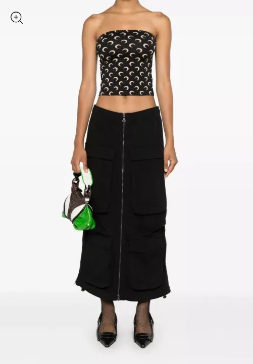 Marine Serre Crescent Moon Printed Strapless Top