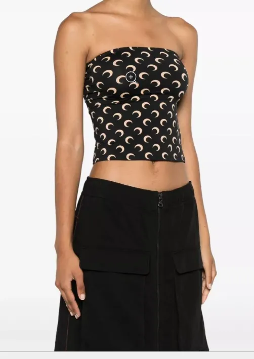 Marine Serre Crescent Moon Printed Strapless Top