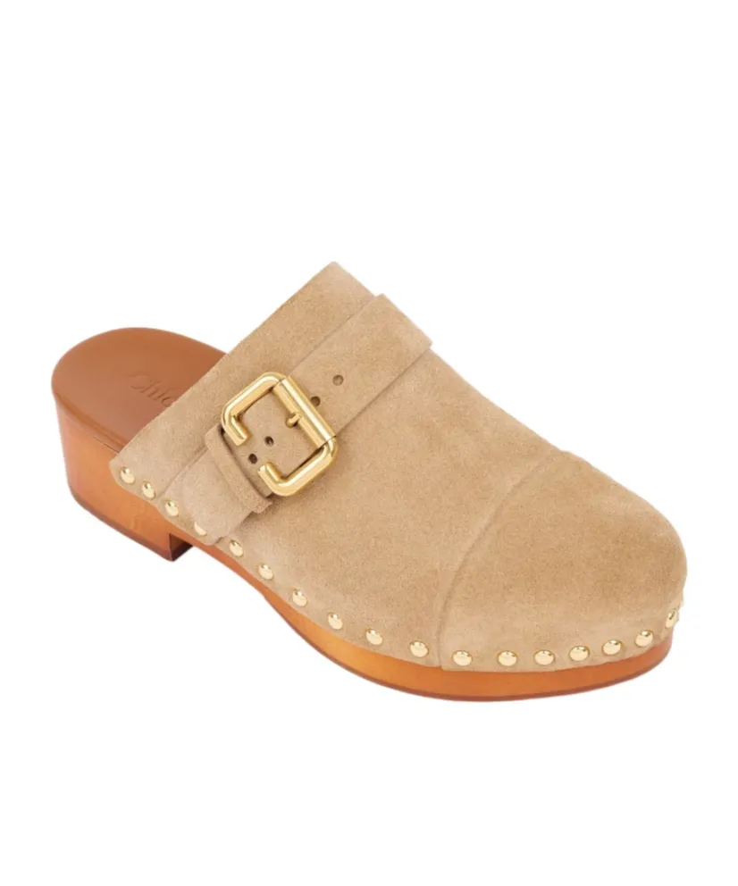 Chlo Jeannette Buckle Detailed Studded Clogs