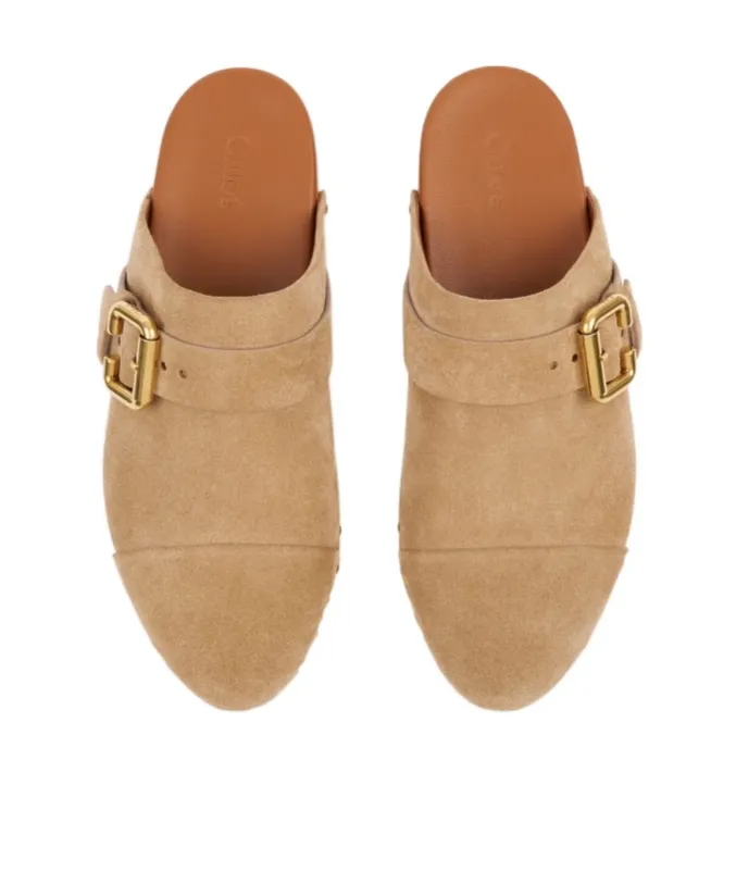 Chlo Jeannette Buckle Detailed Studded Clogs