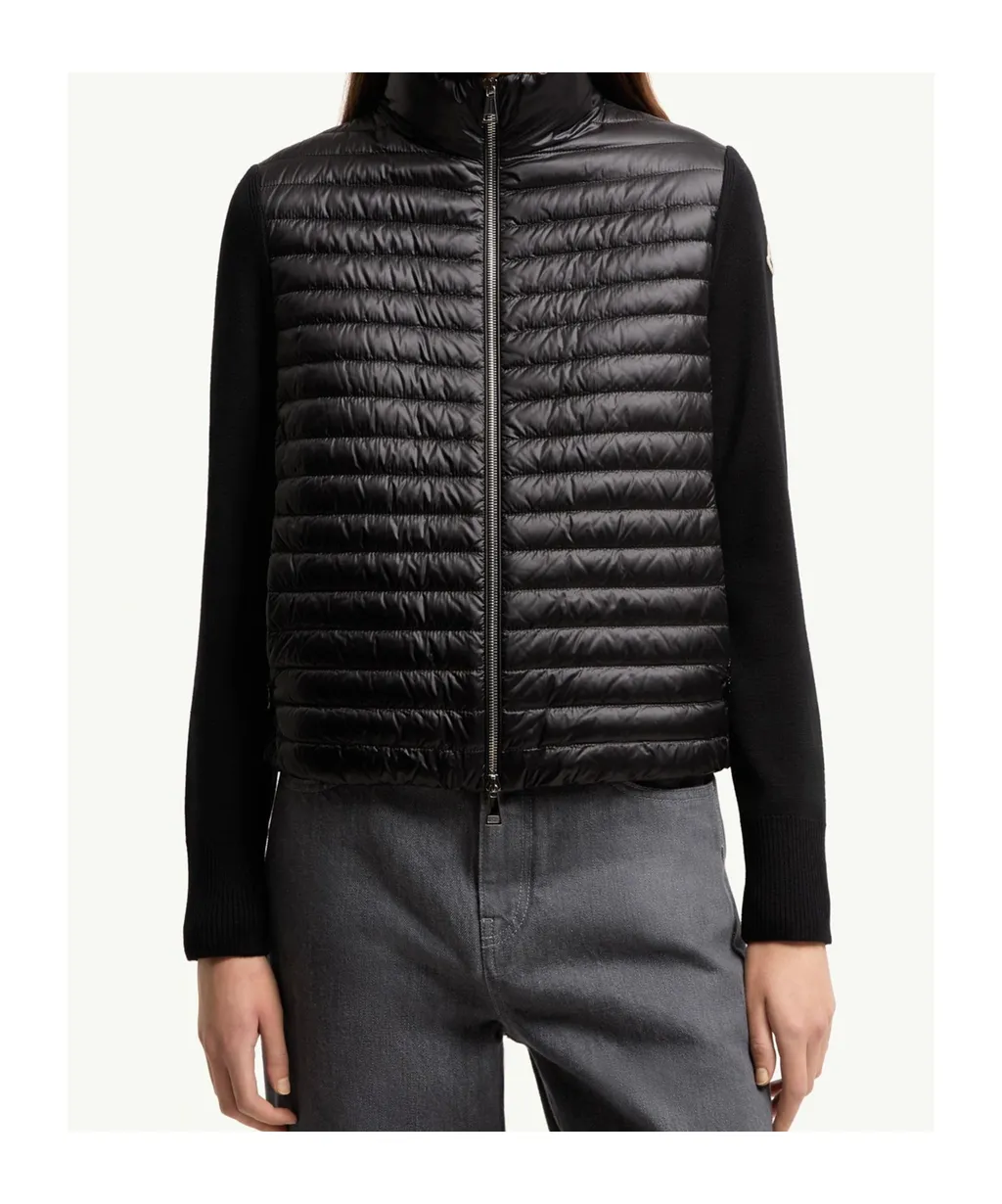 Padded Wool Zip-Up Cardigan