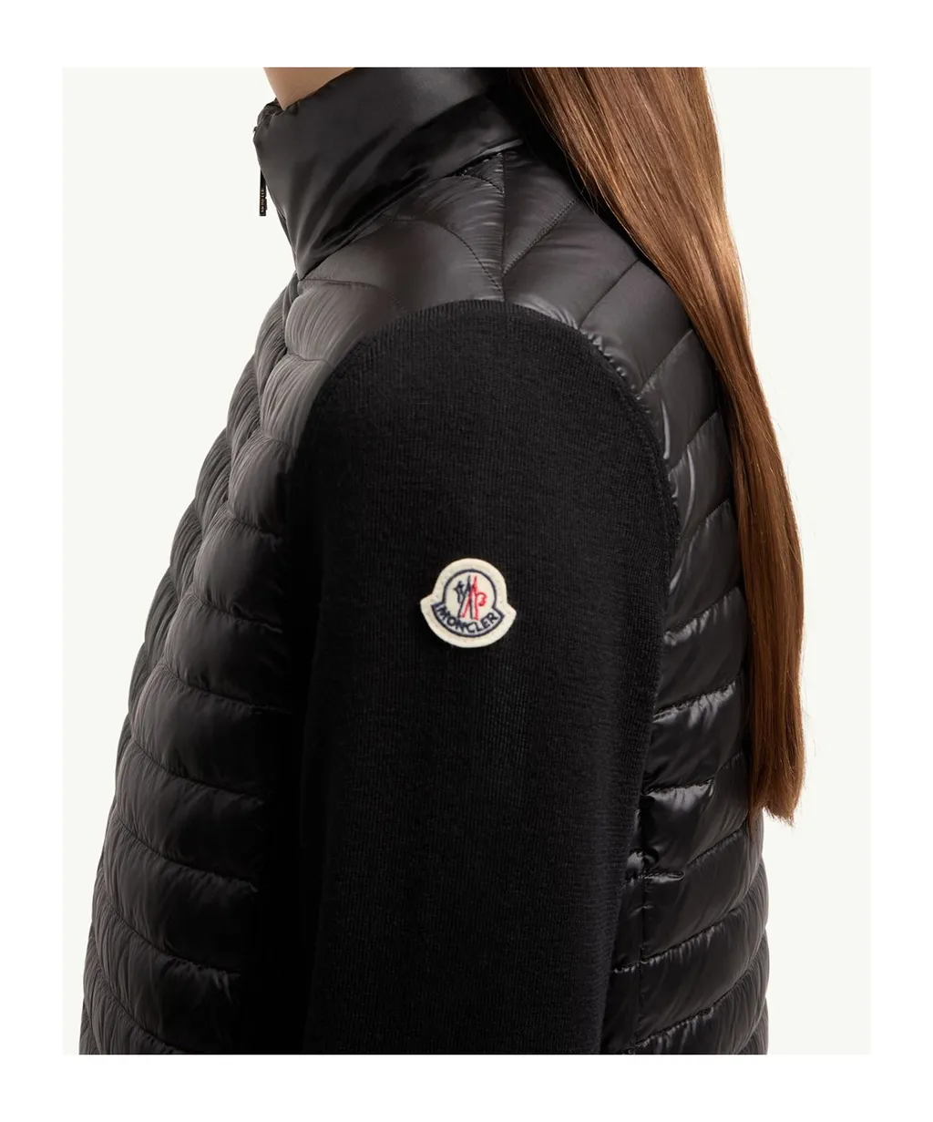 Padded Wool Zip-Up Cardigan