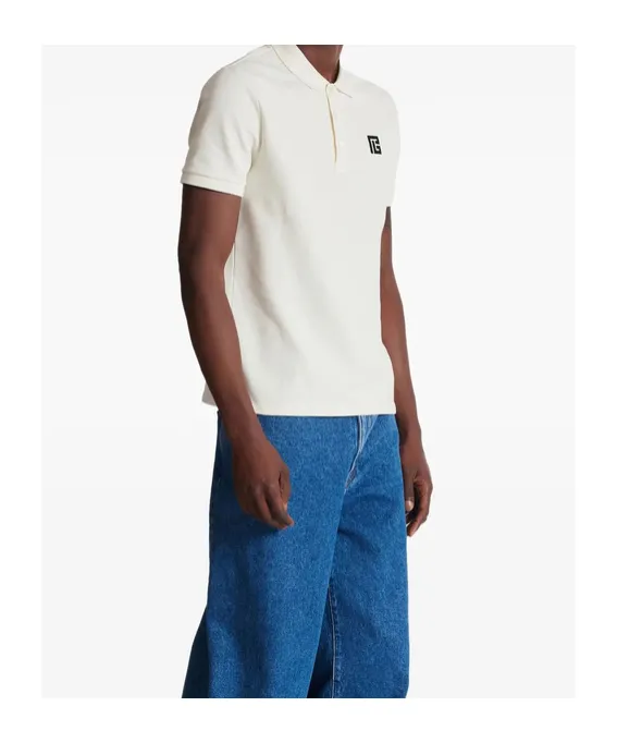 Balmain Logo Embroidered Short-Sleeve Polo Shirt