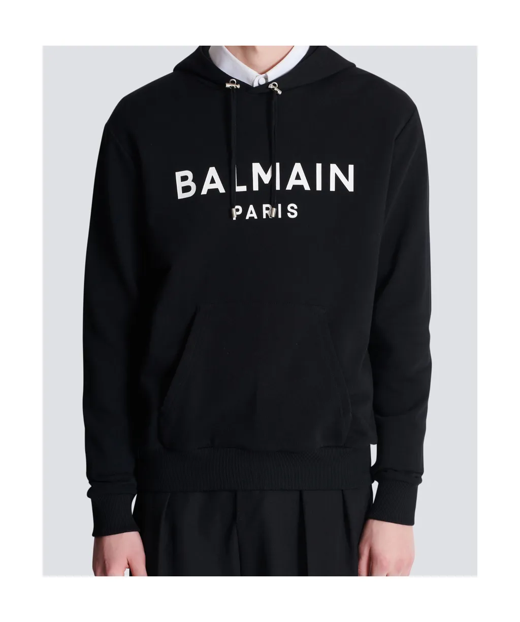 Balmain Logo Printed Drawstring Hoodie