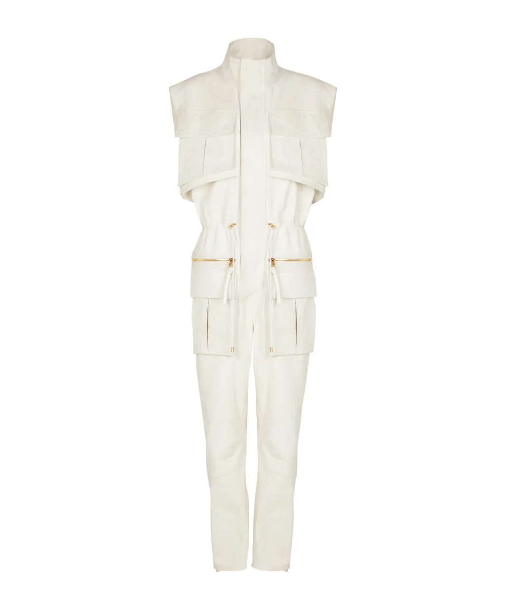 Sleeveless Lambskin Jumpsuit