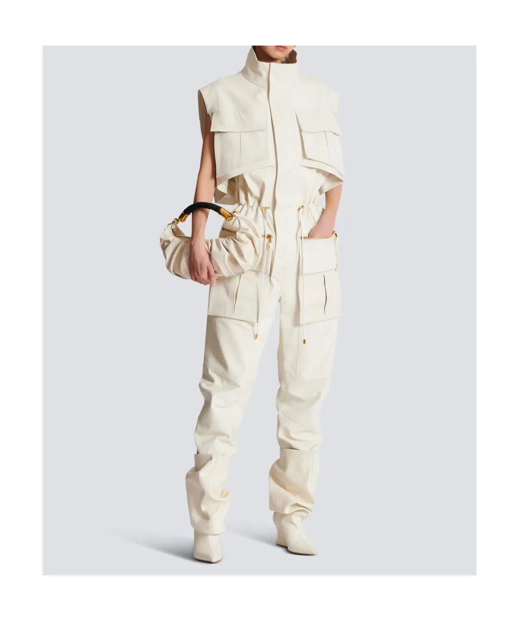 Sleeveless Lambskin Jumpsuit