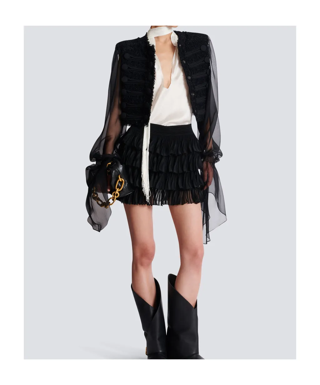 Backless Fringed Satin Top