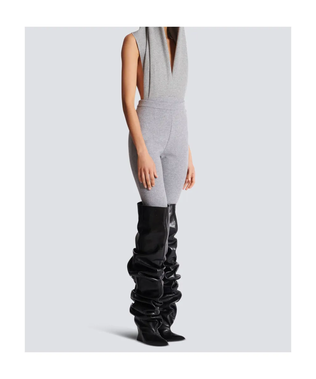 Draped Bodysuit With Hood