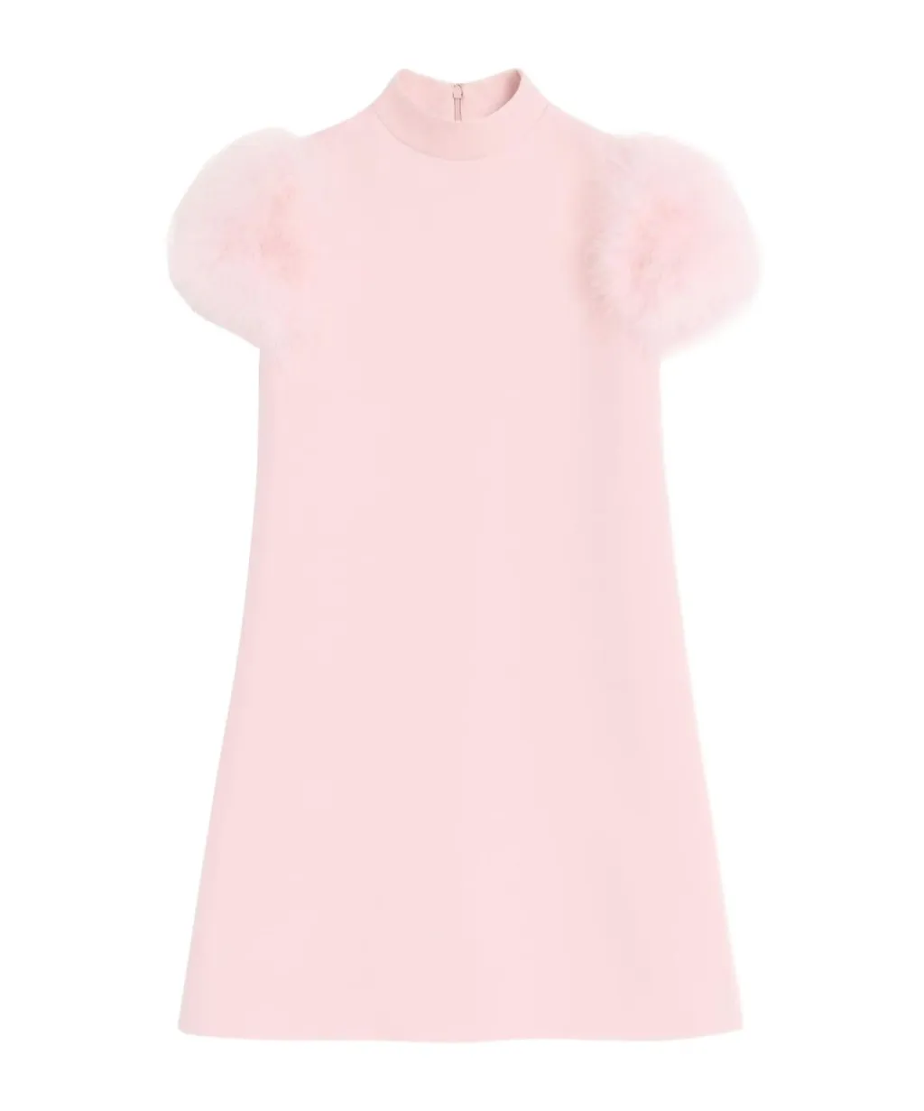 Crepe Couture Feather Mini Dress