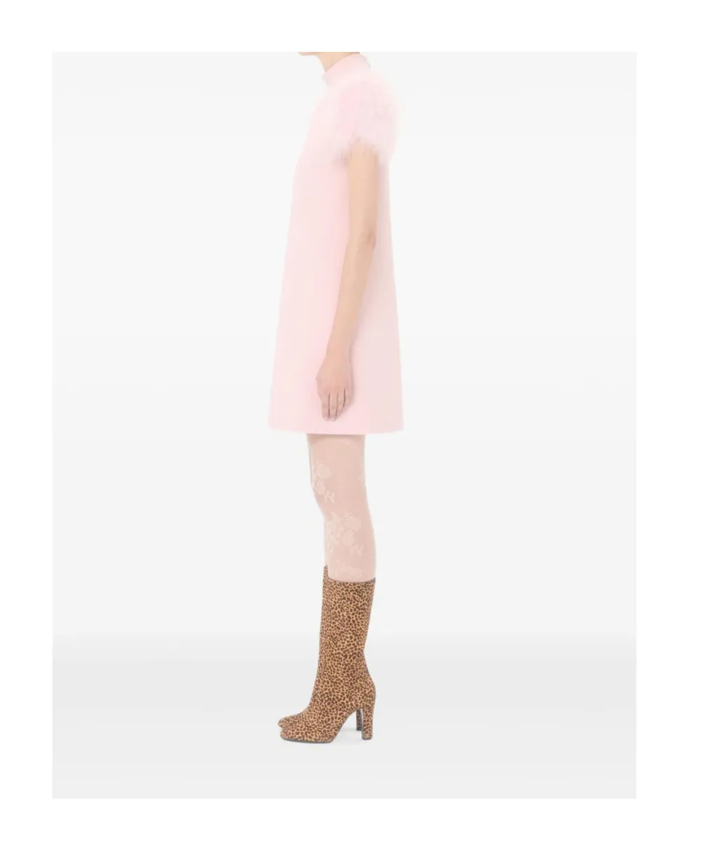 Crepe Couture Feather Mini Dress