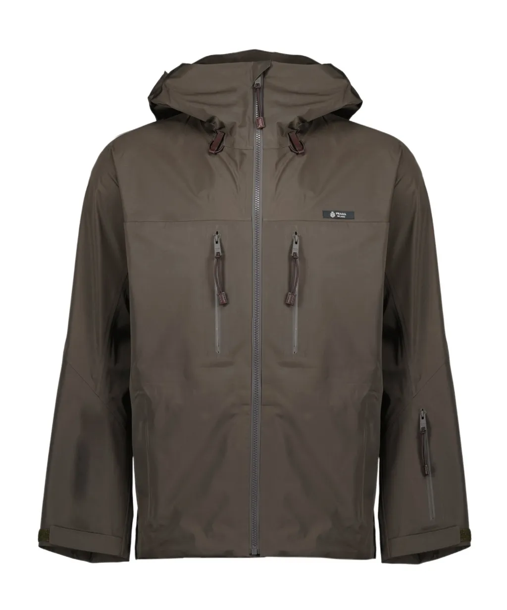 Prada Logo Tag Hooded Jacket