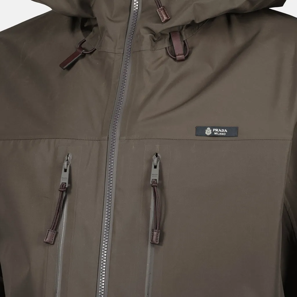 Prada Logo Tag Hooded Jacket