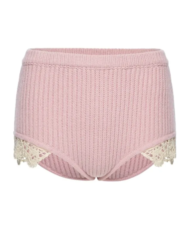 Cashmere Crochet-Trim Shorts