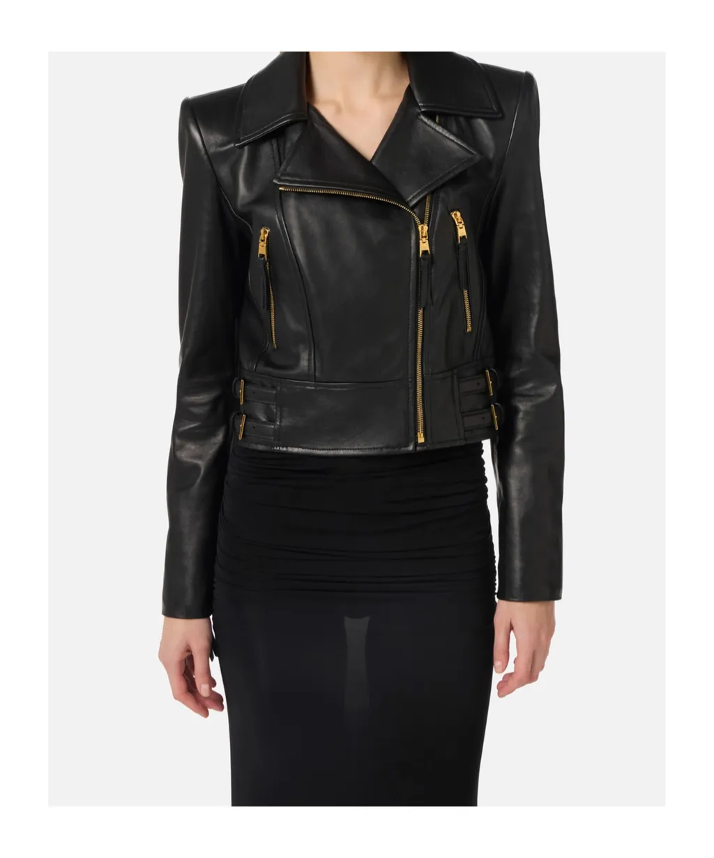 Elisabetta Franchi Leather Biker Jacket