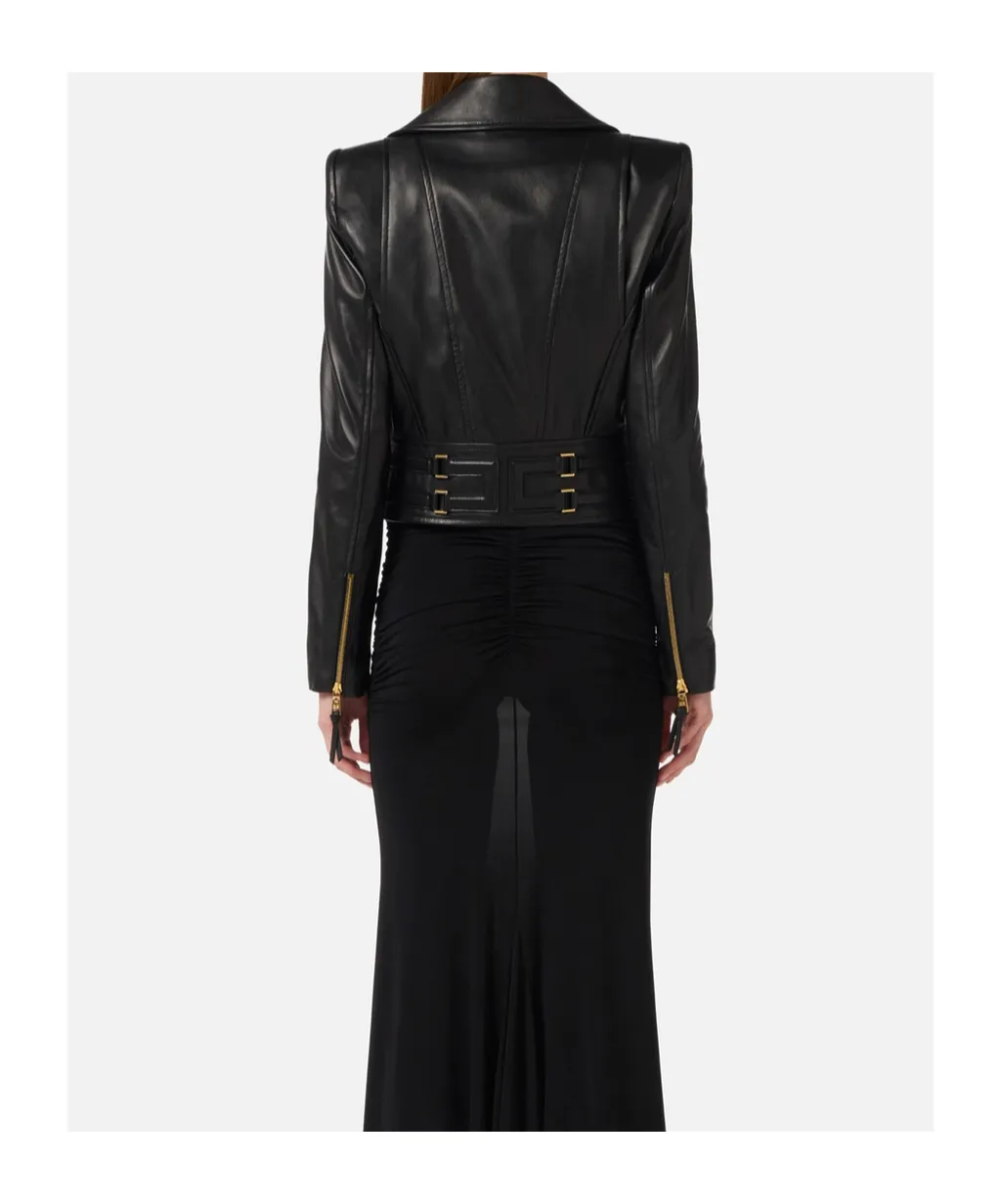 Elisabetta Franchi Leather Biker Jacket