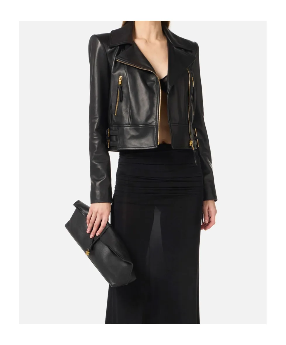 Elisabetta Franchi Leather Biker Jacket
