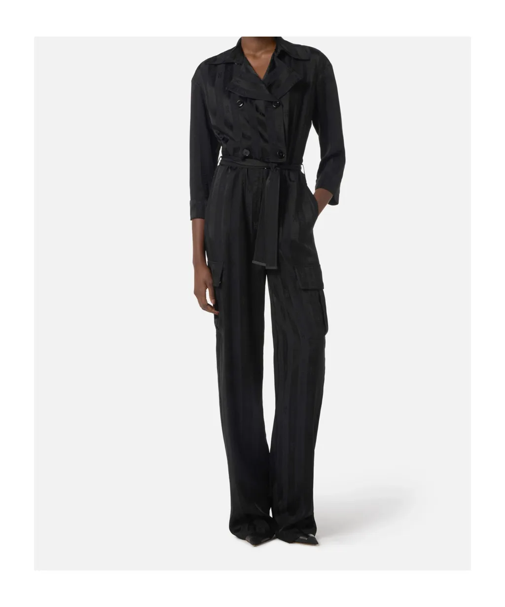 Jacquard Striped Belted Jumpsuit