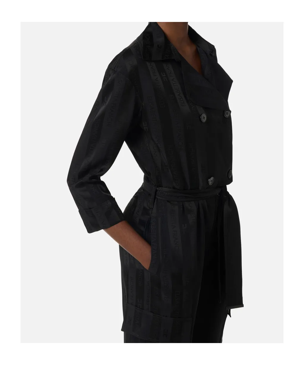 Jacquard Striped Belted Jumpsuit
