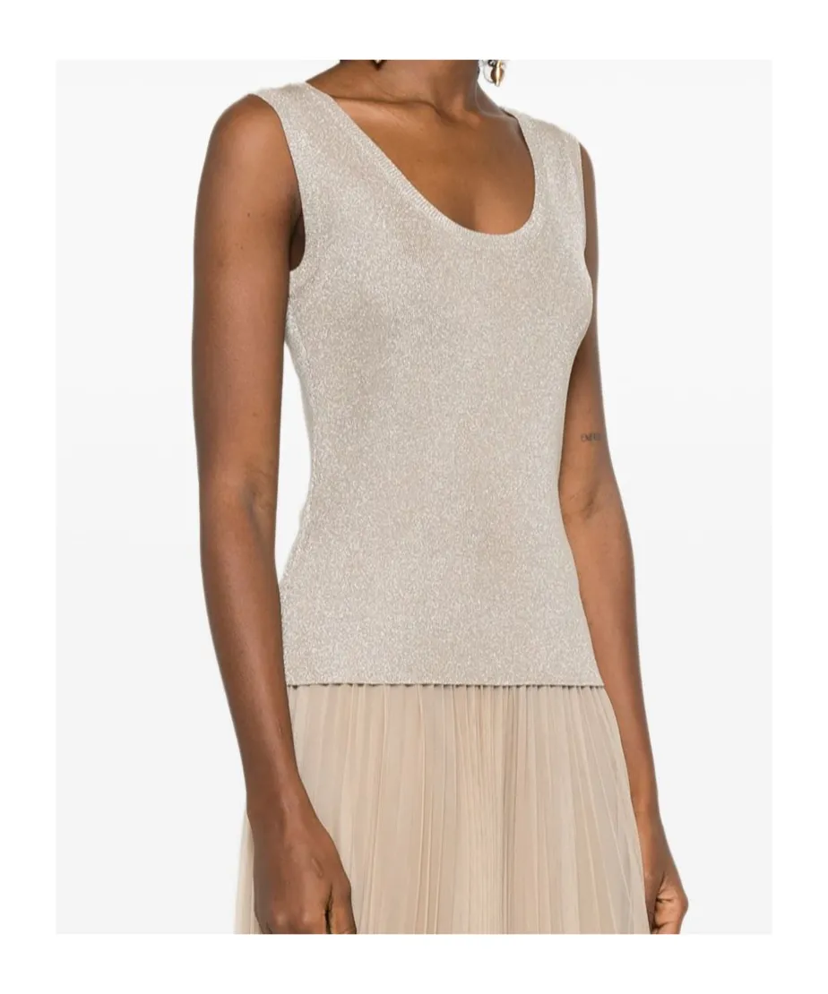 Fabiana Filippi Shimmering U-Neck Sleeveless Top
