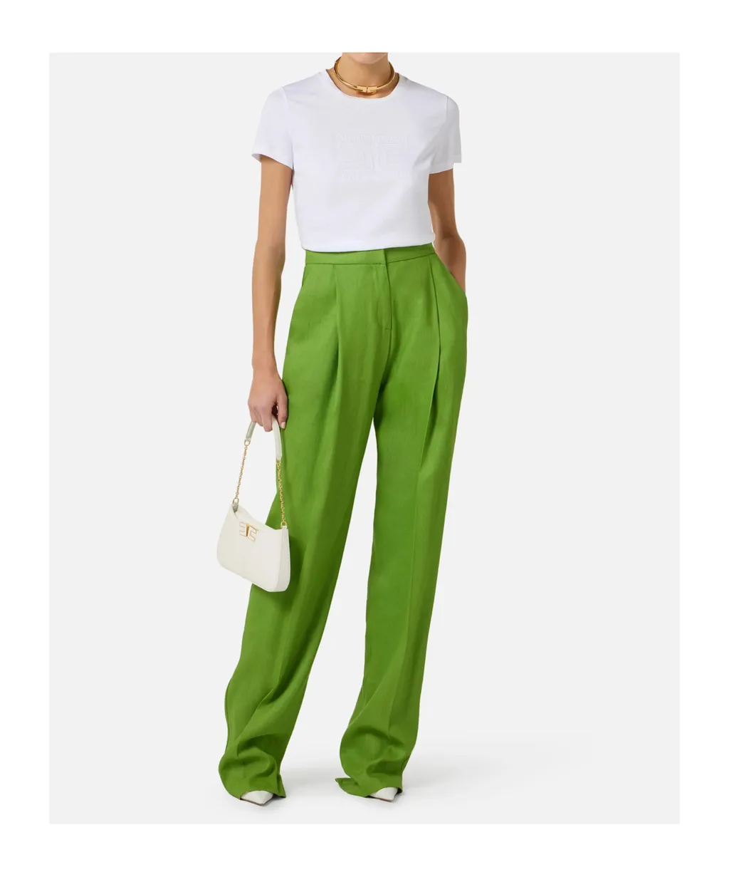 Elisabetta Franchi Logo Embroidered Crewneck T-Shirt