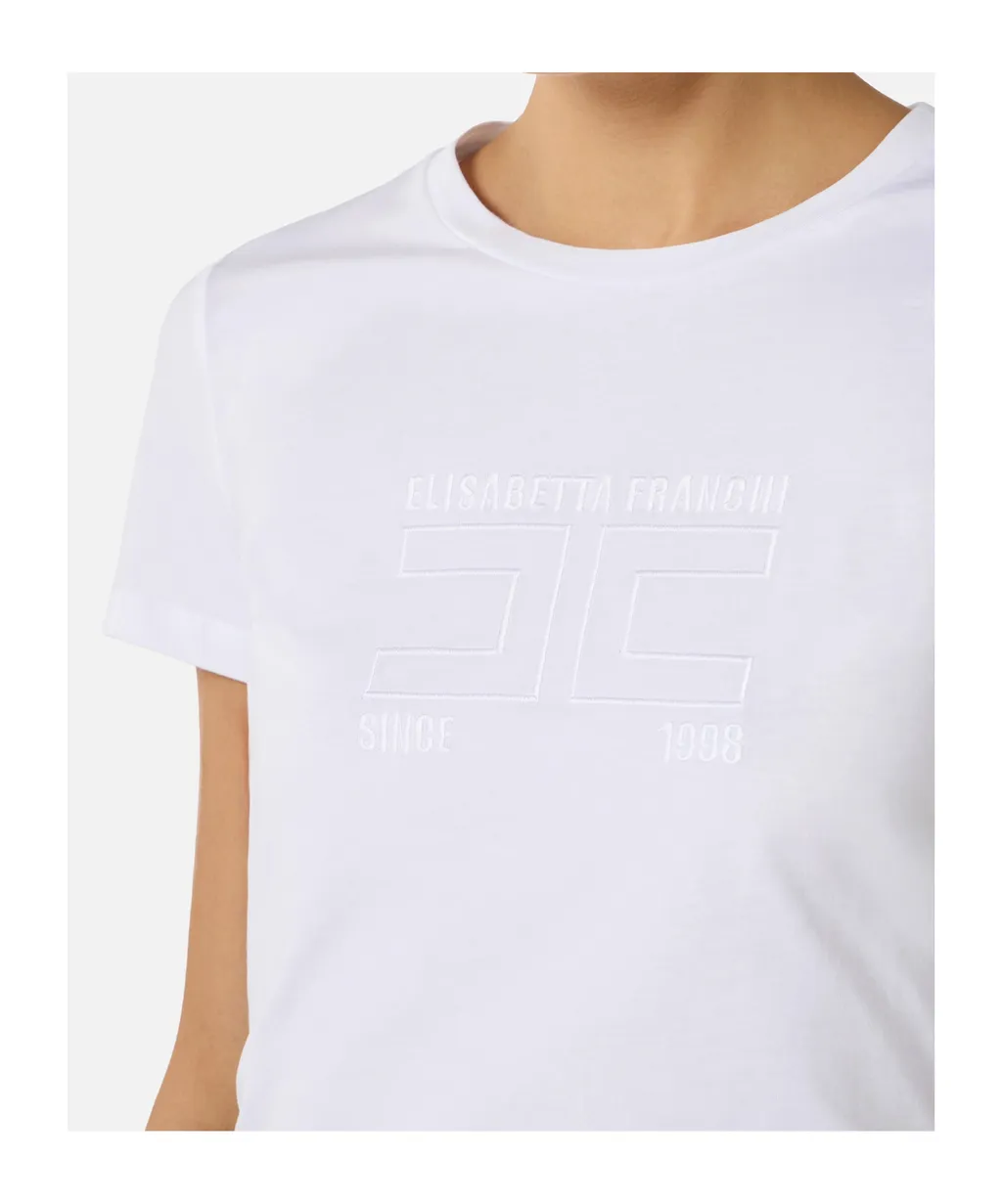 Elisabetta Franchi Logo Embroidered Crewneck T-Shirt