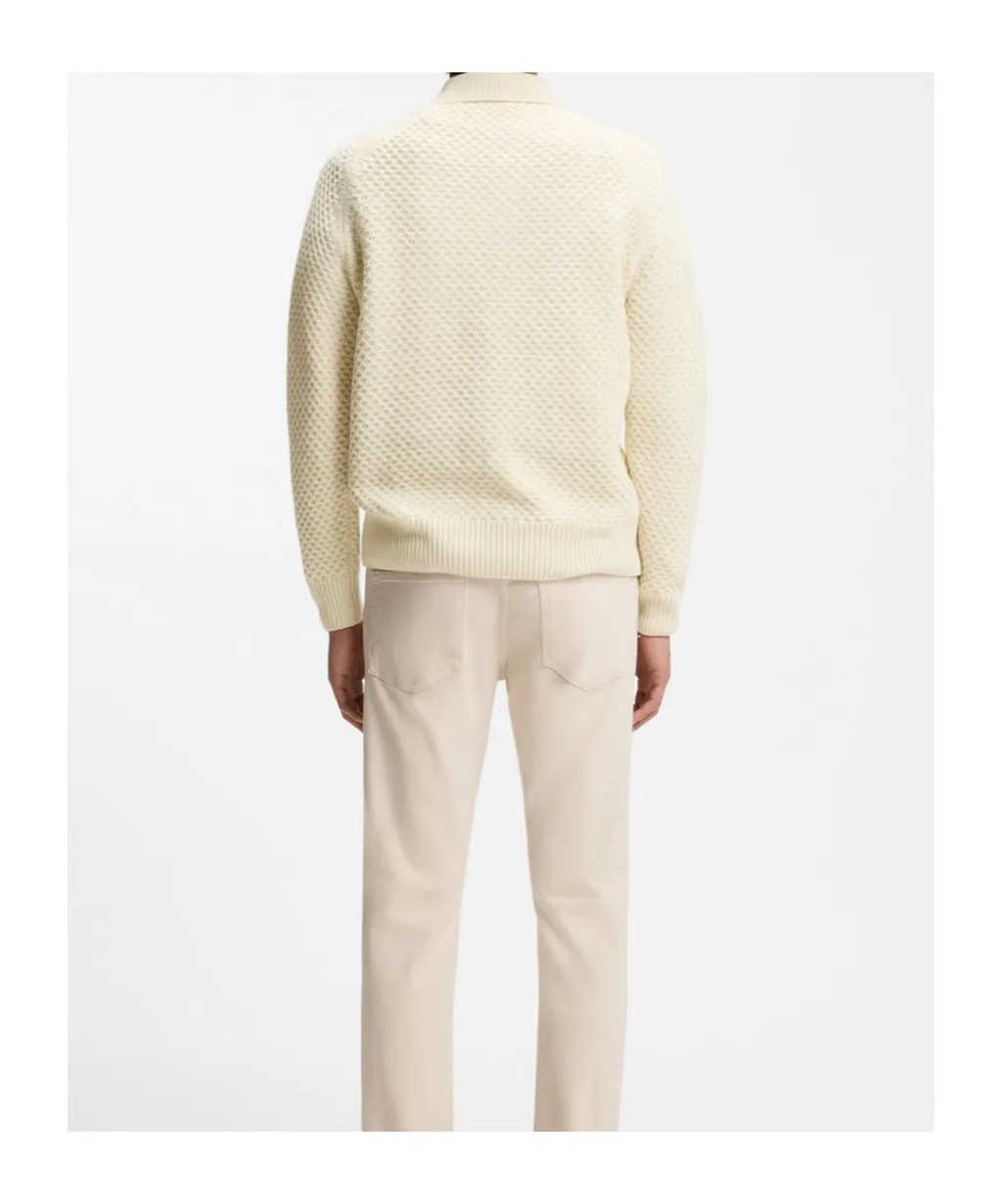 Collared Long-Sleeved Knitted Sweater