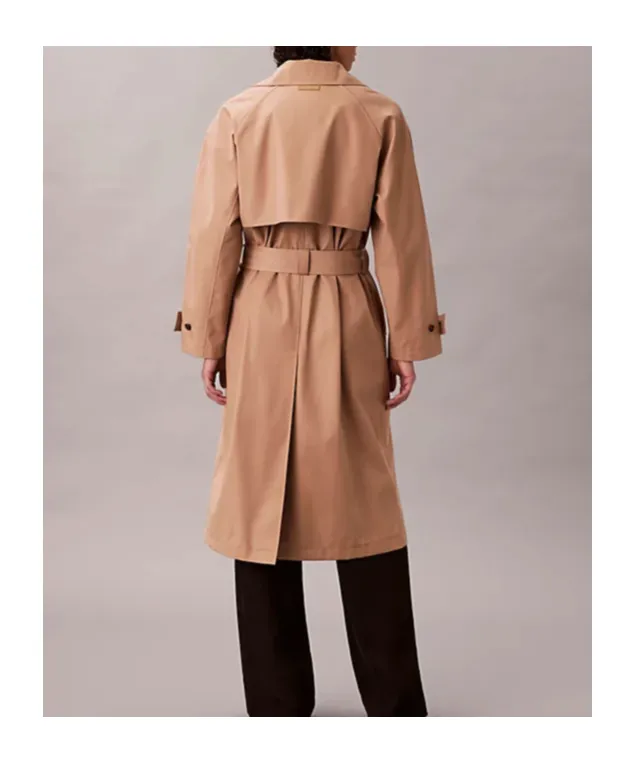 Classic Cotton Blend Long Trench Coat