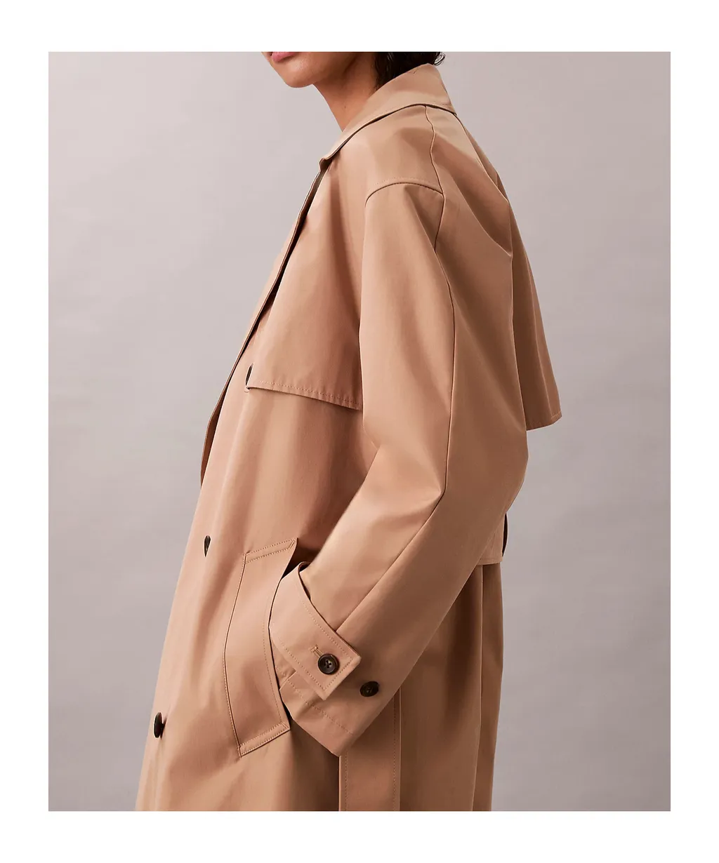Classic Cotton Blend Long Trench Coat