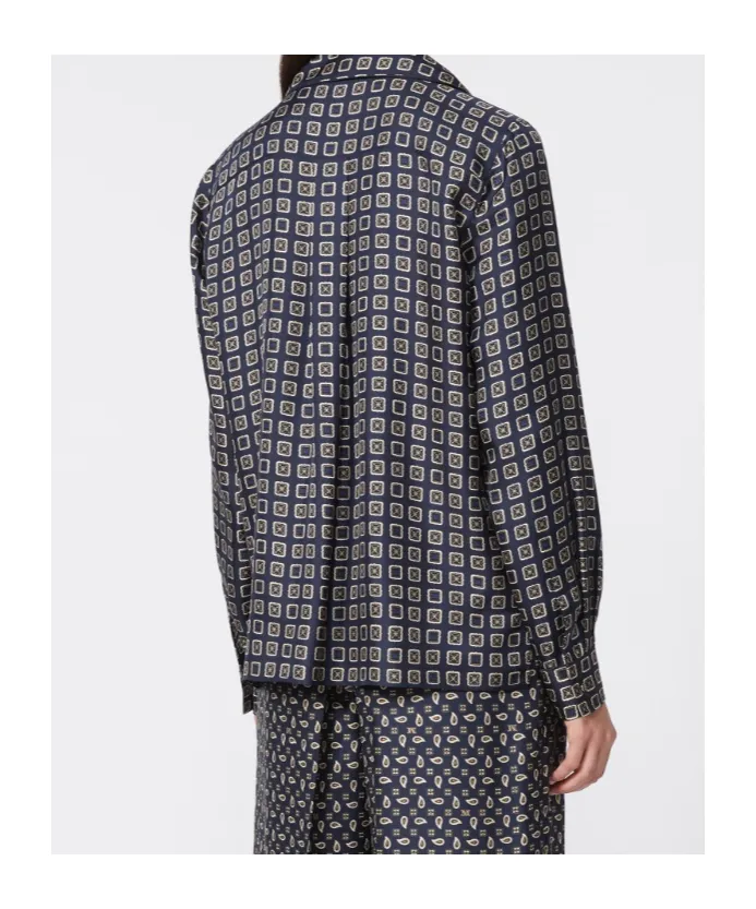 Semi-Fitted Printed Silk Shirt - Ultramarine