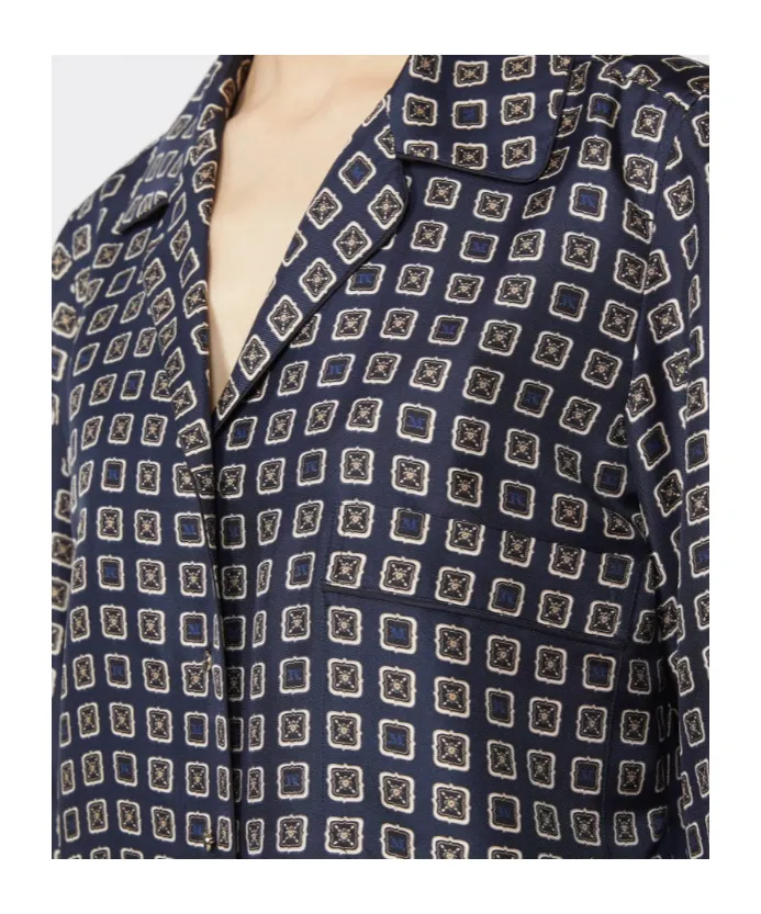 Semi-Fitted Printed Silk Shirt - Ultramarine
