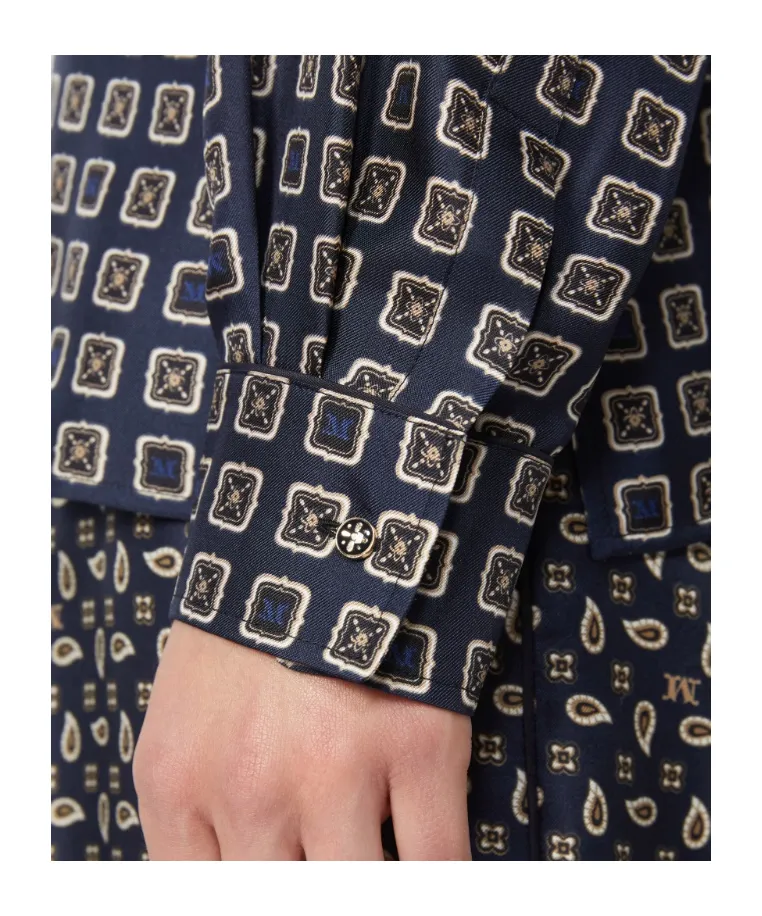 Semi-Fitted Printed Silk Shirt - Ultramarine