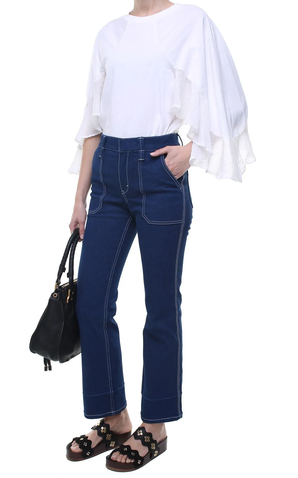 Color-Blocking Straight Jeans