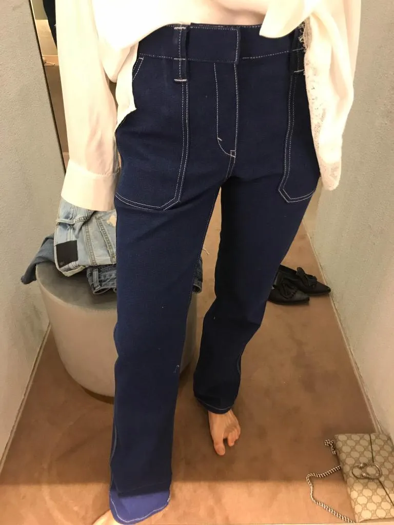 Color-Blocking Straight Jeans