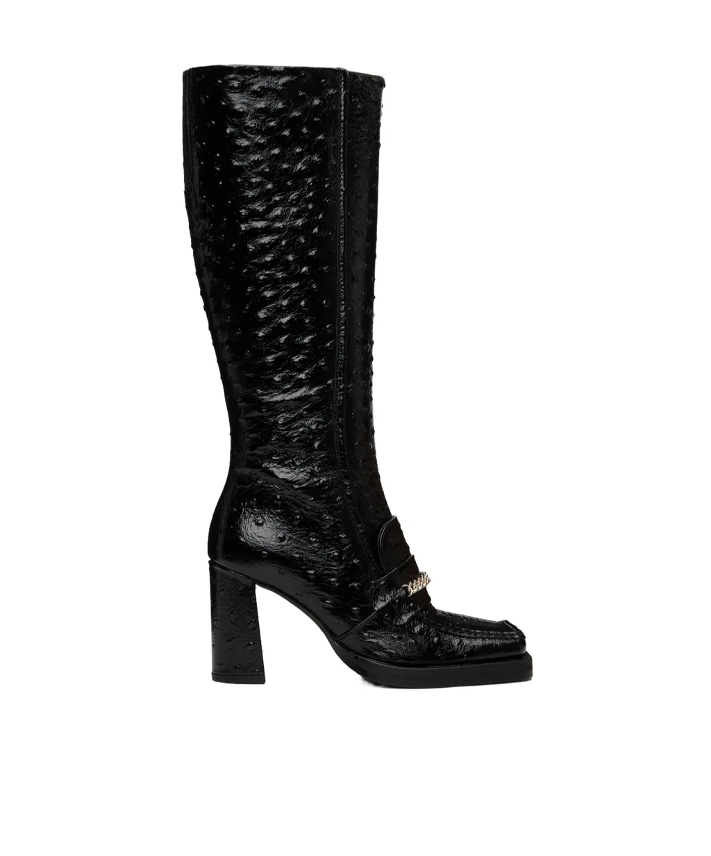 Square-Toe High-Heeled Boots