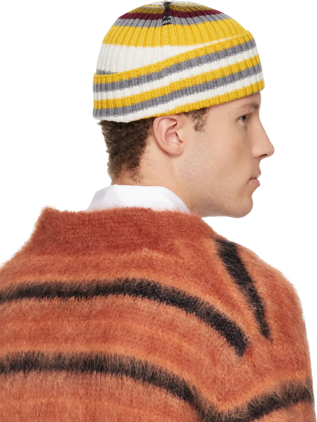 Striped Ribbed Knit Hat