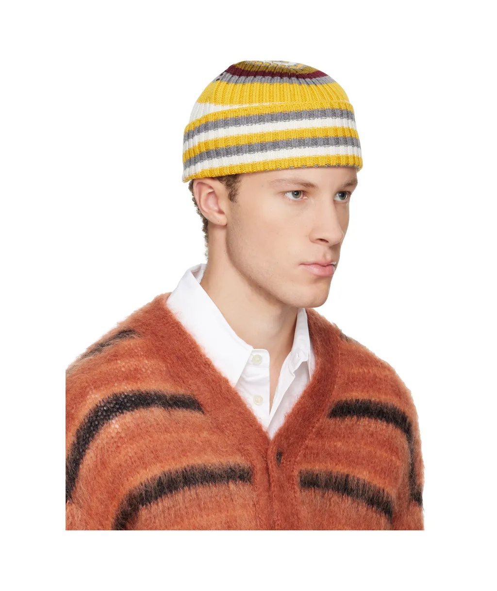 Striped Ribbed Knit Hat