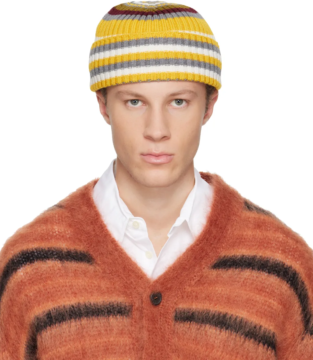 Striped Ribbed Knit Hat