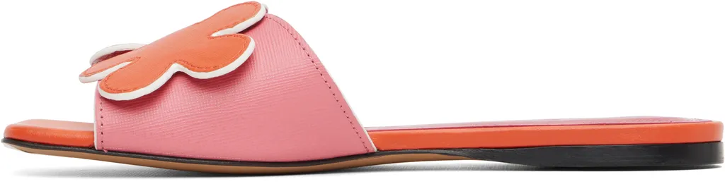 Pink And Orange Leather Daisy Sandal
