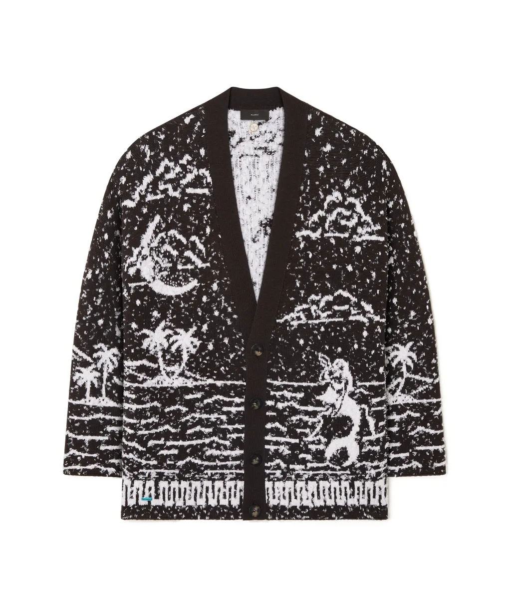 Ocean Whispers Palm-Tree Graphic Cardigan