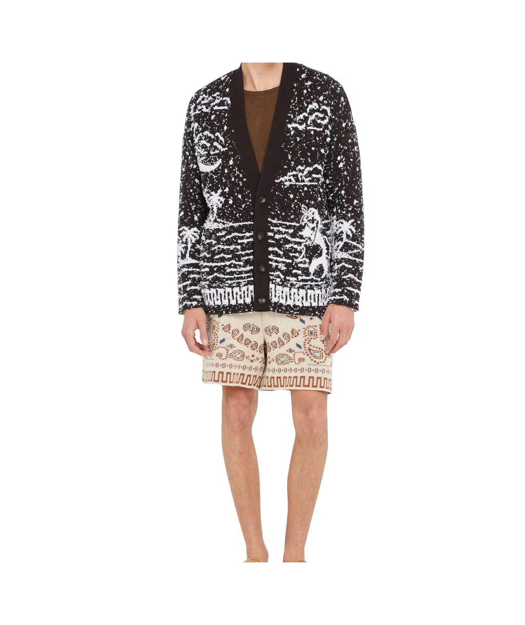 Ocean Whispers Palm-Tree Graphic Cardigan